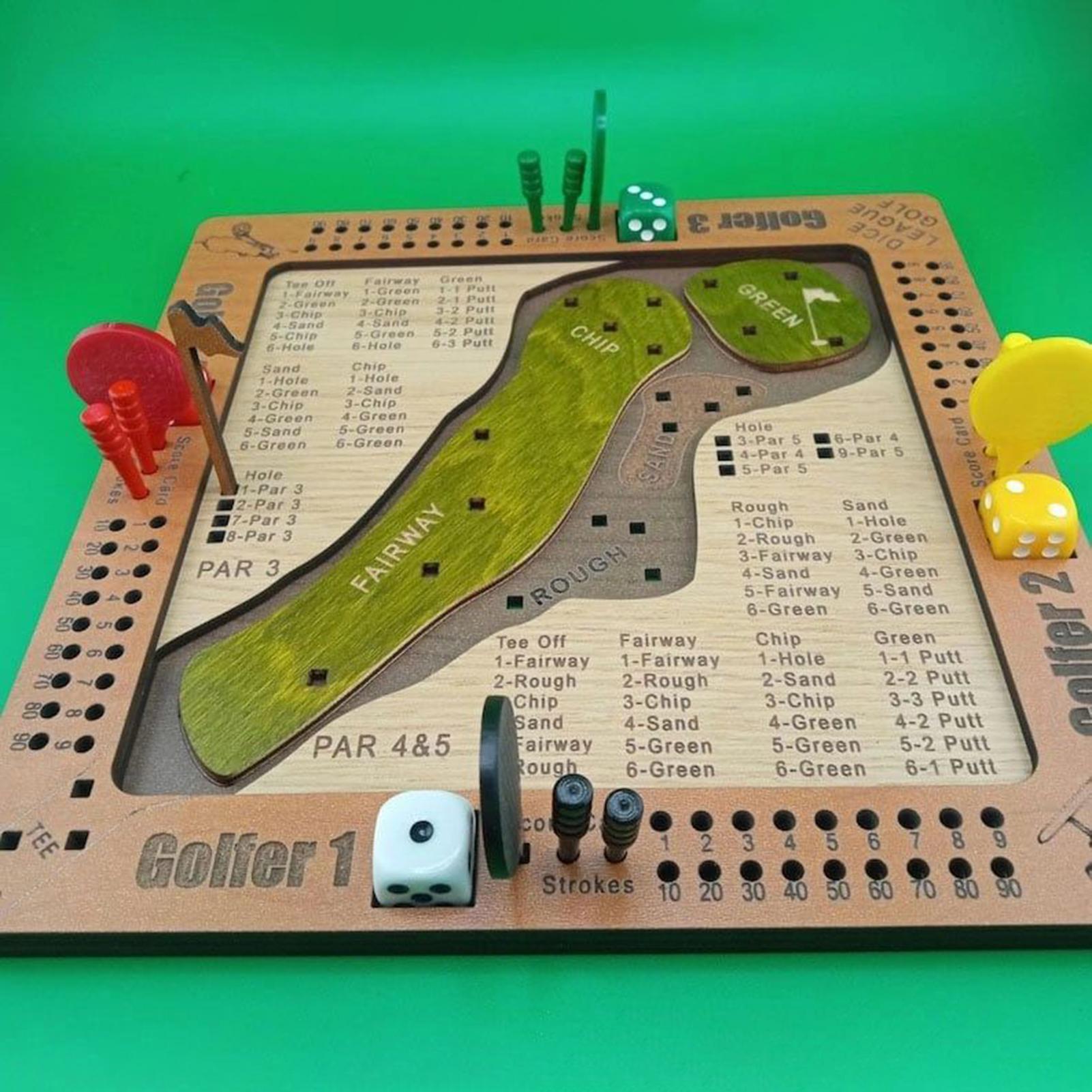 Party Games Golf - ゴルフダイスゲーム 木製 挑戦的なゴルフおもちゃ パーティーゲーム 1～4人用 大人
