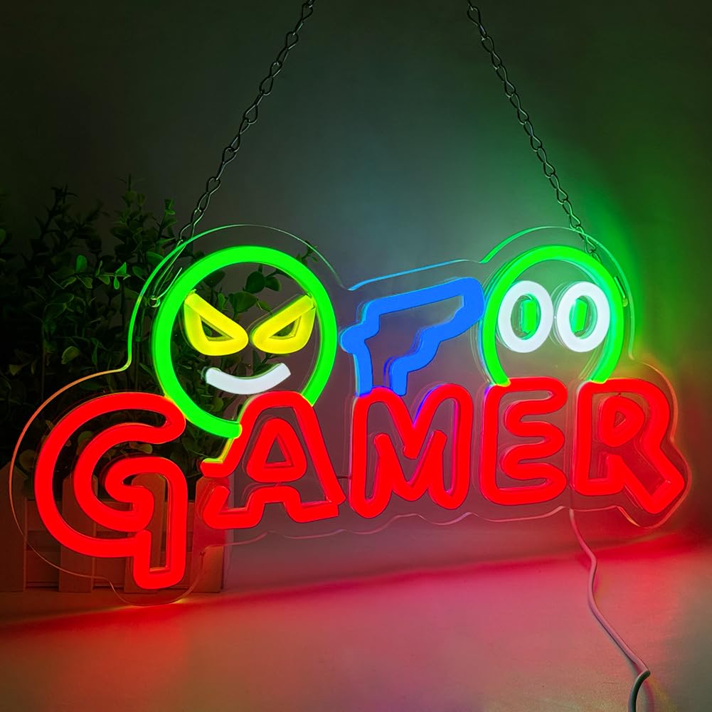 Party Games Birthday - ゲーマー向けネオンサインLEDウォールライト、カスタマイズ可能なカラフルなゲーミングネオンランプ、ゲームルームセットアップ、男の隠れ家、ゲーミングゾーン、寝室の装飾に