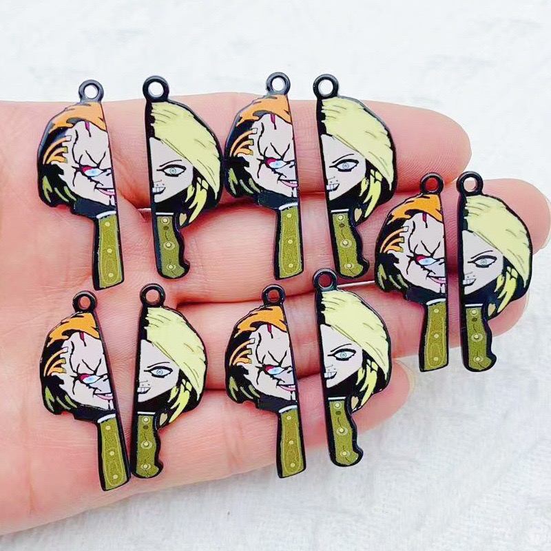 Party Games Birthday - 10 個漫画ピエロ面白いカップル片面アクリルジュエリー DIY アクセサリーバッグキーホルダーペンダント