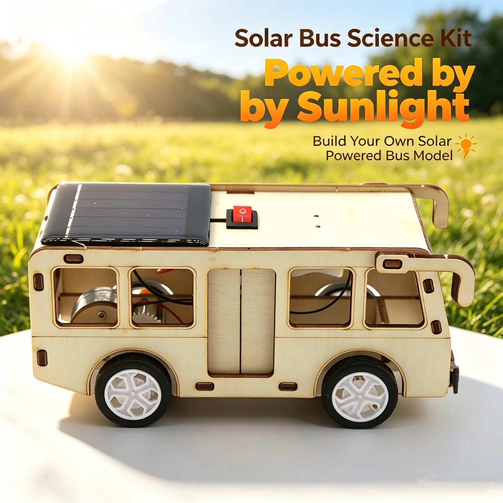 Party Games Bus - DIYソーラー発電科学教育実験玩具 手作りバス組み立てモデル STEM学習組み立てキット ティーン学生向けギフト