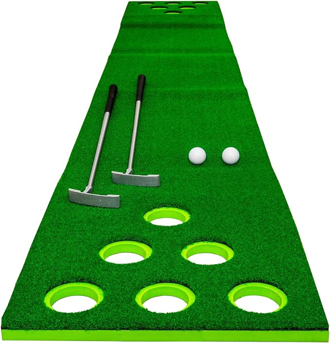 Party Games Golf - ゴルフマットゲームセット ショートゲームトレーナー オフィスパーティーや裏庭用 カバー付き 室内/屋外兼用 12ホールグリーン