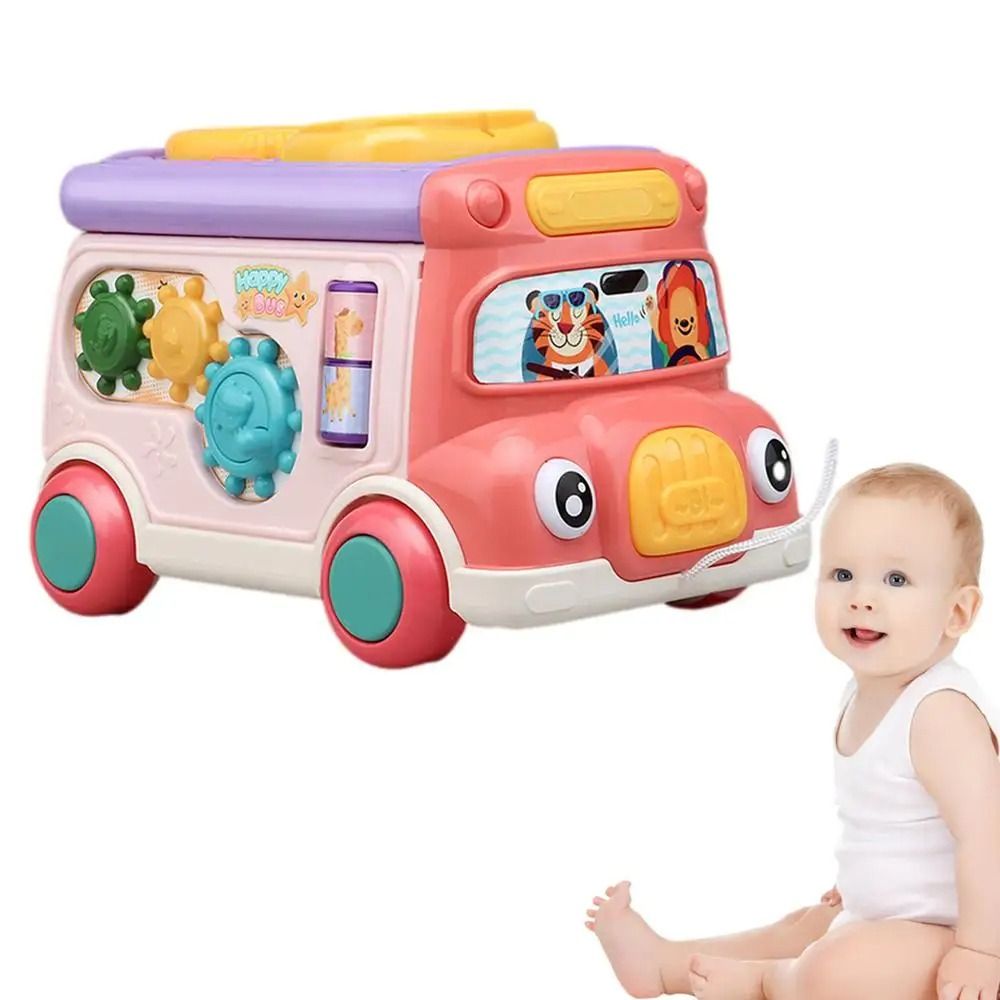 Party Games Bus - プラスチック製音楽アクティビティバス 赤ちゃん用おもちゃ モンテッソーリ サウンドバス 音楽教育玩具 形状選別