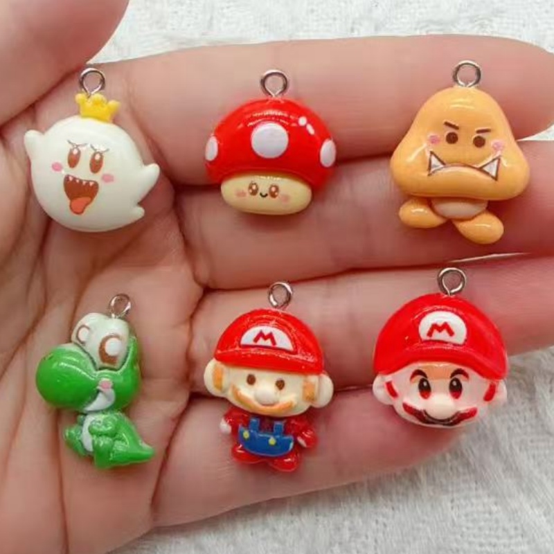 Party Games Birthday - 10個入り樹脂製漫画ペンダント、DIYジュエリー製作イヤリング、キーホルダーアクセサリー