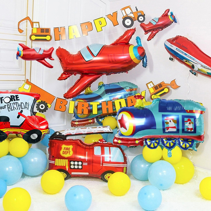 飛行機車ホイルヘリウム風船バスパトカー消防車エンジニアリング - Party Games Bus のレビューと価格