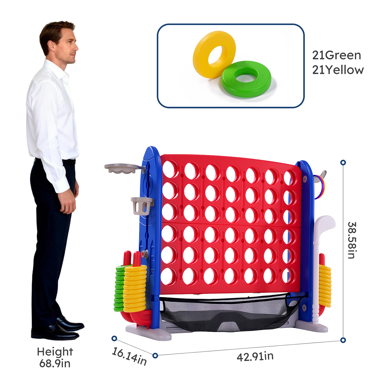 4in1巨大コネクトゲームセット、高さ調節可能、バスケットボ - Giant Connect Four のレビューと価格