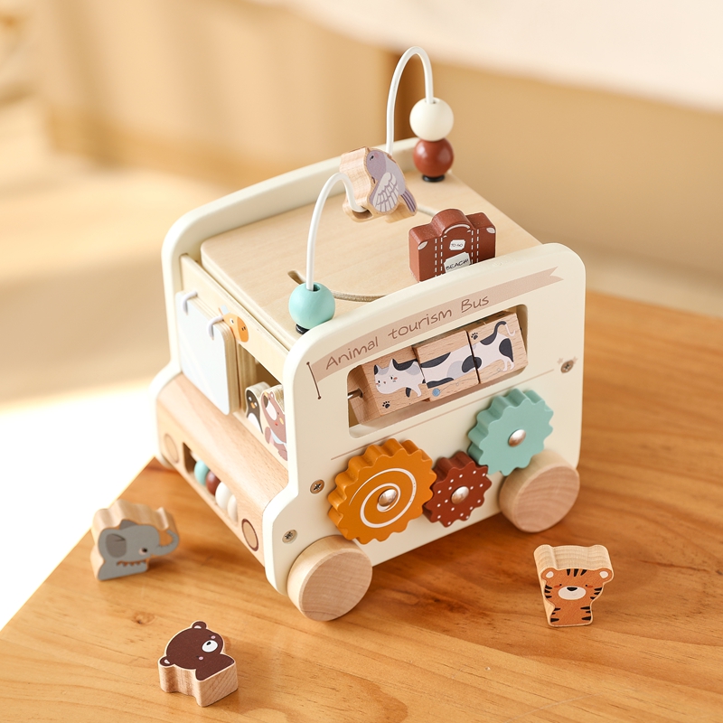 モンテッソーリ木製子供用おもちゃ ビジーボックス 知育玩具  - Party Games Bus のレビューと価格