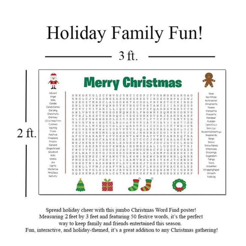 大きなクリスマスワードサーチポスター ホリデーパーティー用  - Party Games Large Groups のレビューと価格